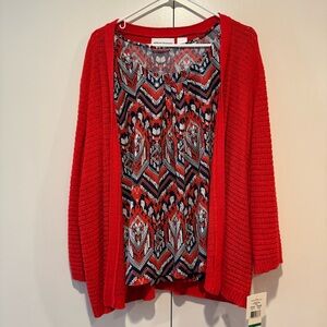 NWT Women’s Large Alfred Dunner Two-Piece Top (Tanktop + Cardigan)